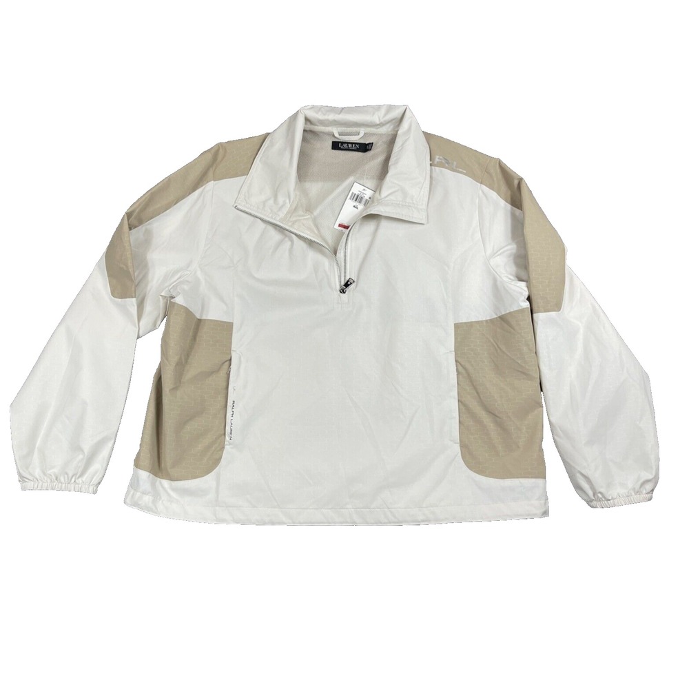 Lauren Ralph Lauren Jacket XXL Ivory Beige Windbreaker 1/4 Zip MSRP $245 NEW
